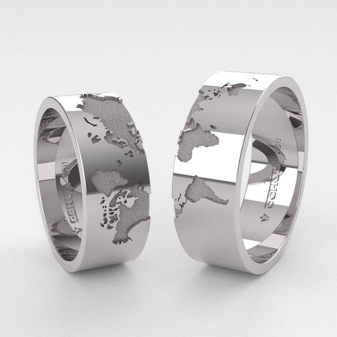 Mapamundi - Anillos De Matrimonio Oro 18K - Ochun Joyeros - Ochun Joyeros